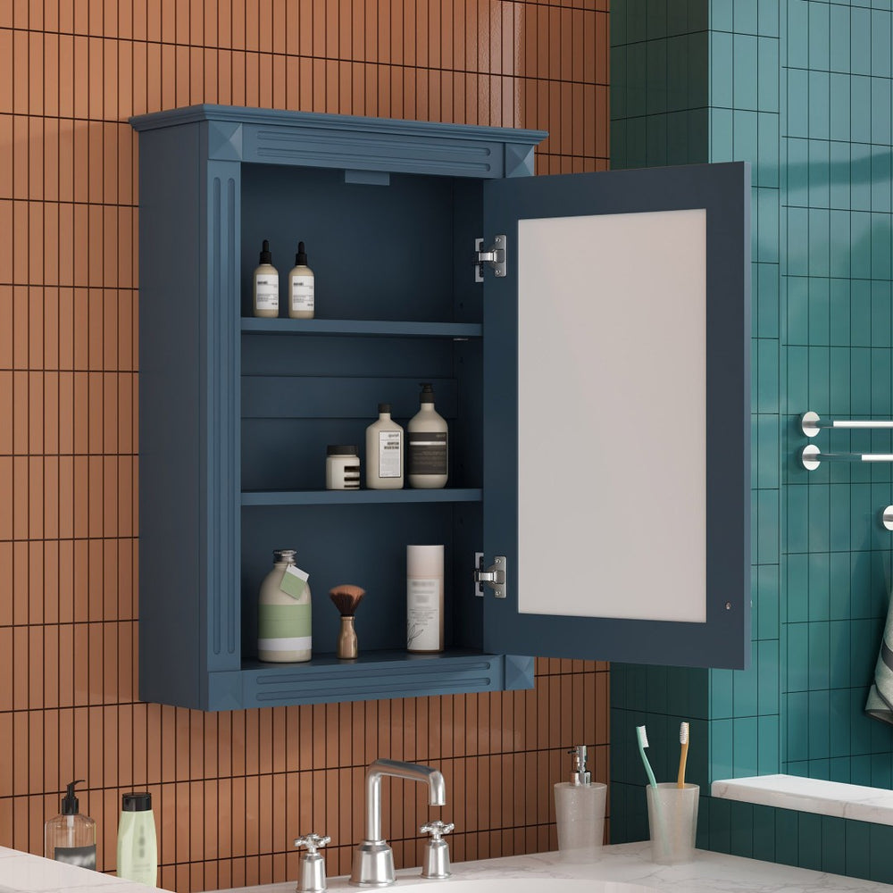 English Elm 20" Wall Mount Medicine Cabinet Mirrored Door Soft Close Adjustable Shelf Bathroom N710P317680C