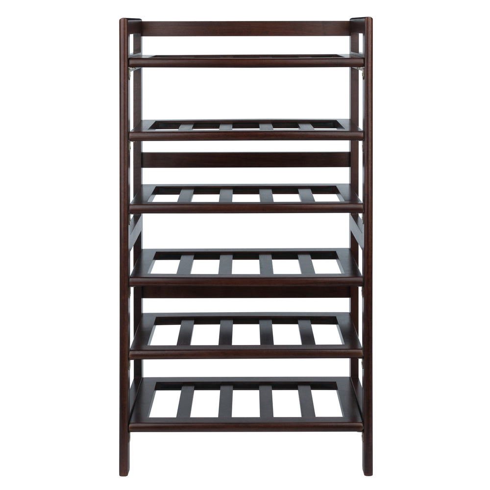 Winsome Wood Silvi 30-bottle Wine Rack – Sturdy Walnut Design With 6-tier Storage For Dining & Entertainment Rooms Walnut Solid Wood 94622-winsome-wood