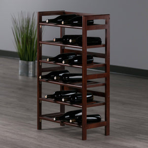 Winsome Wood Silvi 30-bottle Wine Rack – Sturdy Walnut Design With 6-tier Storage For Dining & Entertainment Rooms Walnut Solid Wood 94622-winsome-wood