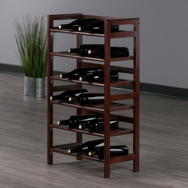Winsome Wood Silvi 30-bottle Wine Rack – Sturdy Walnut Design With 6-tier Storage For Dining & Entertainment Rooms Walnut Solid Wood 94622-winsome-wood