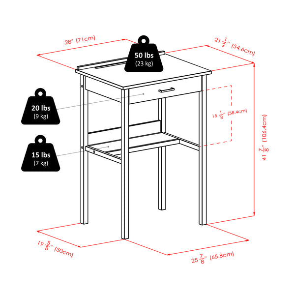 Winsome Wood Ronald High Desk, Ergonomic Walnut Design - Perfect For Home Office Or Kitchen Use With Storage Solutions Walnut Solid ,Composite Wood 94627-winsome-wood