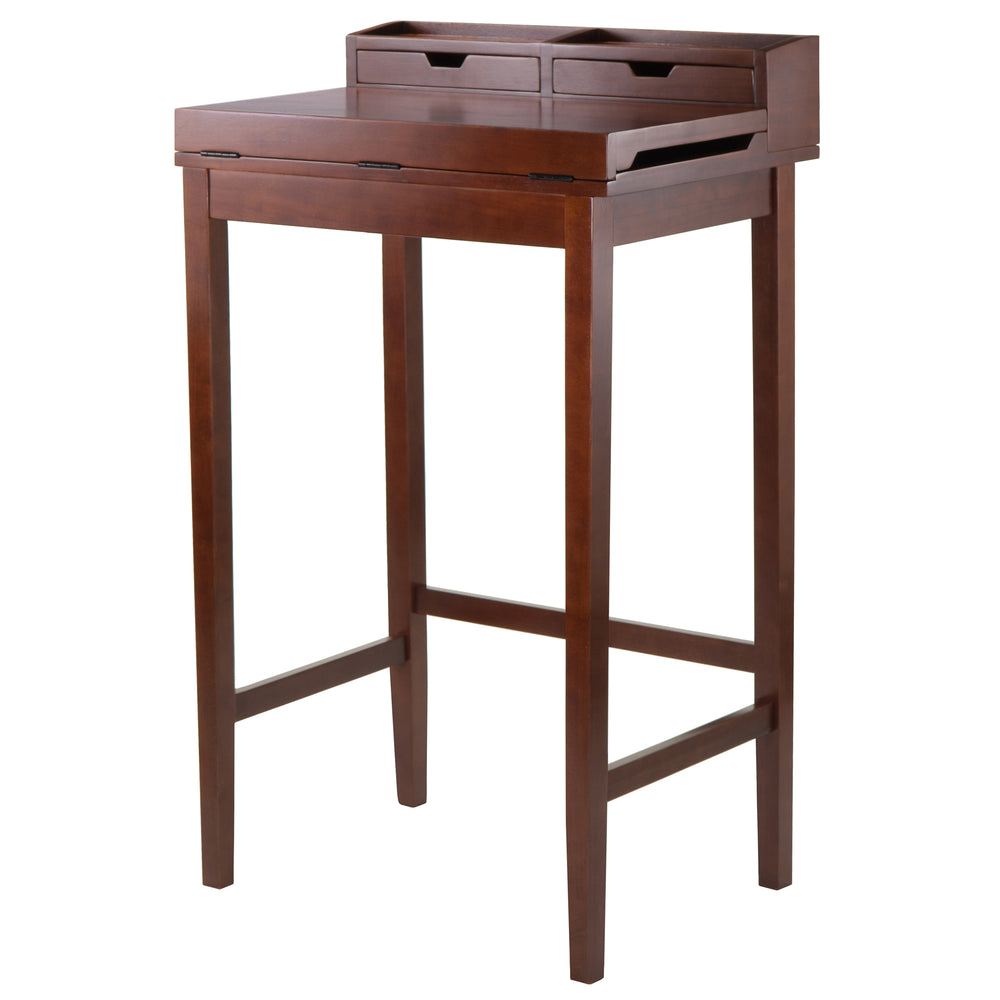 Winsome Wood Brighton Ergonomic High Desk With Flip-open Top, Walnut Finish & Ample Storage For Home Office Walnut Solid ,Composite Wood 94628-winsome-wood