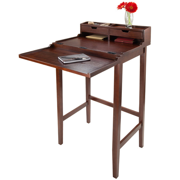 Winsome Wood Brighton Ergonomic High Desk With Flip-open Top, Walnut Finish & Ample Storage For Home Office Walnut Solid ,Composite Wood 94628-winsome-wood