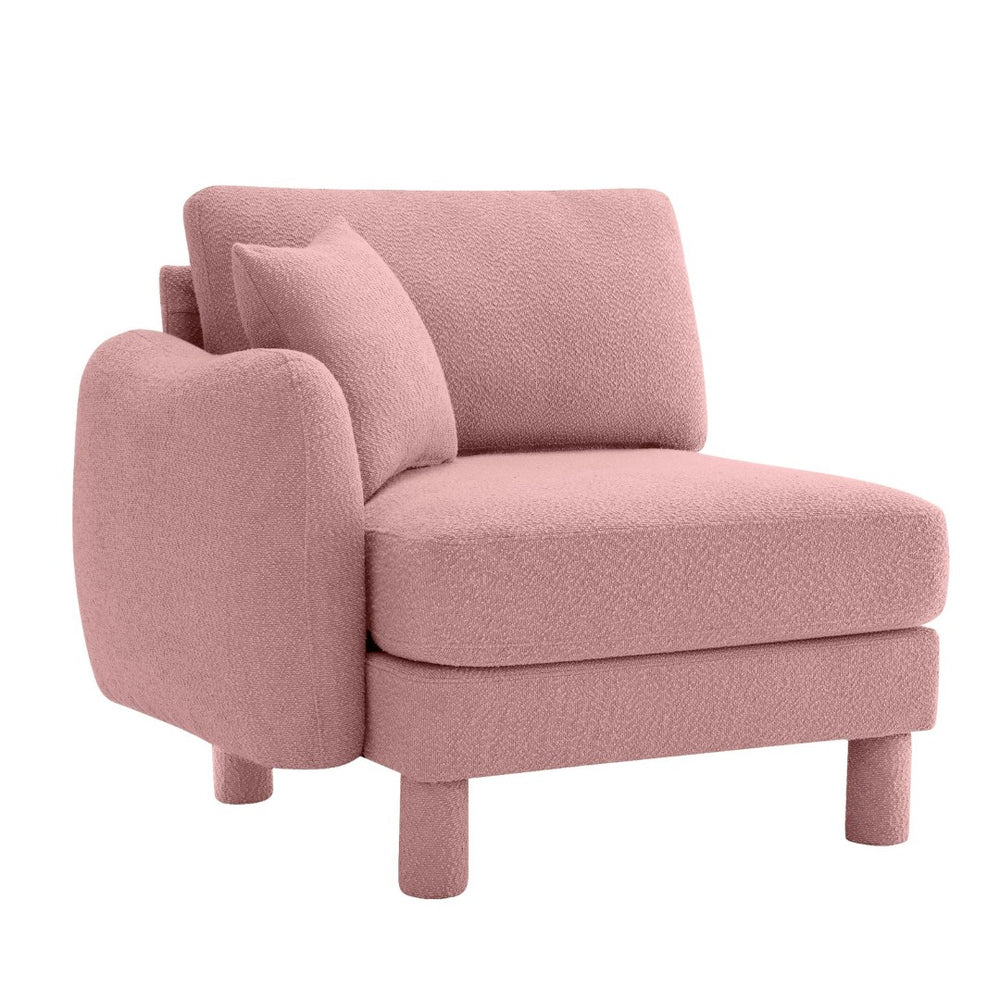 English Elm Lucas Boucle Upholstered Sofa Curved Arms Cylindrical Legs Modern Living Room Accent Pink W3041P337415