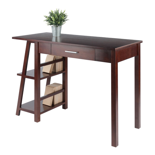 Winsome Wood Aldric Writing Desk In Rich Walnut - Space-saving Home Office Solution With Side Shelves & Drawer Walnut Solid ,Composite Wood 94632-winsome-wood