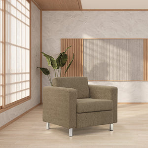 OSP Home Furnishings Pacific Club Armchair with Chrome Legs and Performance Fabric for Modern Living Rooms Armchair Taupe PAC51-S125