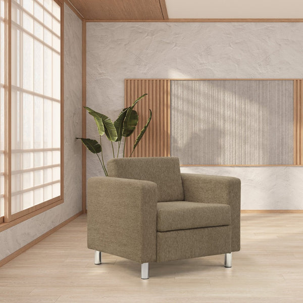 OSP Home Furnishings Pacific Club Armchair with Chrome Legs and Performance Fabric for Modern Living Rooms Armchair Taupe PAC51-S125