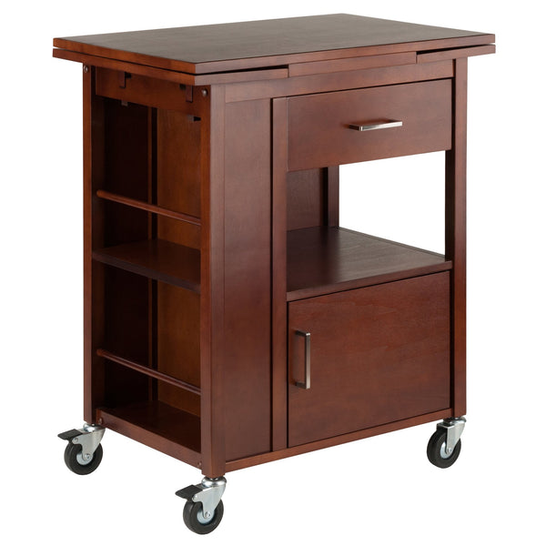 Winsome Wood Gregory Extendable Kitchen Cart With Storage, Walnut Finish & Rolling Casters For Easy Mobility Walnut Solid ,Composite Wood 94643-winsome-wood