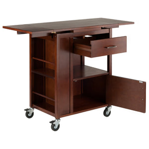 Winsome Wood Gregory Extendable Kitchen Cart With Storage, Walnut Finish & Rolling Casters For Easy Mobility Walnut Solid ,Composite Wood 94643-winsome-wood