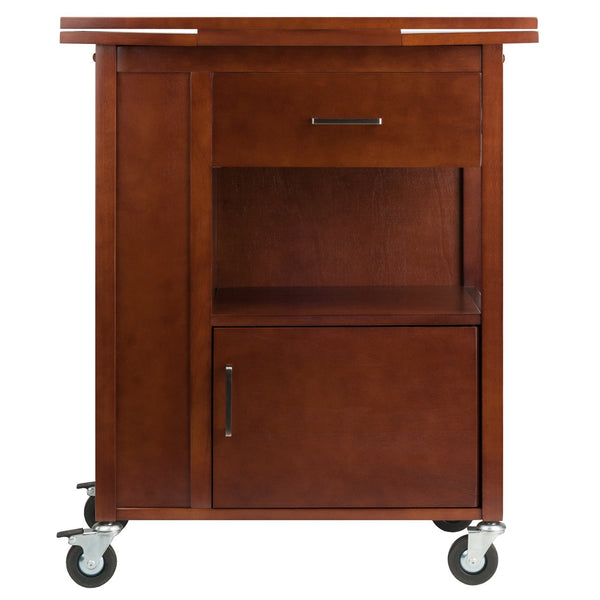 Winsome Wood Gregory Extendable Kitchen Cart With Storage, Walnut Finish & Rolling Casters For Easy Mobility Walnut Solid ,Composite Wood 94643-winsome-wood