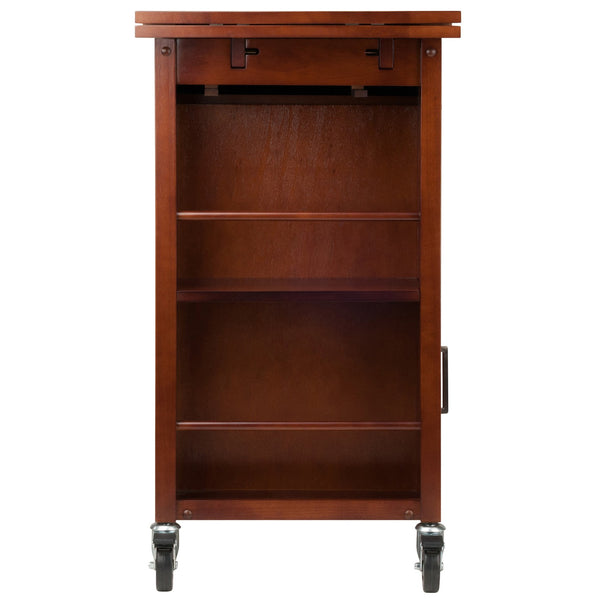 Winsome Wood Gregory Extendable Kitchen Cart With Storage, Walnut Finish & Rolling Casters For Easy Mobility Walnut Solid ,Composite Wood 94643-winsome-wood