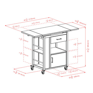 Winsome Wood Gregory Extendable Kitchen Cart With Storage, Walnut Finish & Rolling Casters For Easy Mobility Walnut Solid ,Composite Wood 94643-winsome-wood