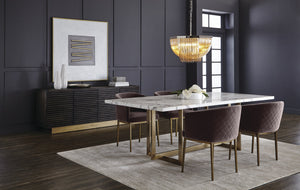 Sunpan Paris Sideboard - Elegant Antique Brass Base, Distressed Finish & Ample Storage for Dining Spaces