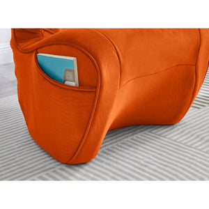 English Elm Ergonomic Floor Chair Velvet Upholstered Lumbar Support Seat for Reading Nook or Lounge Orange W1097P462004