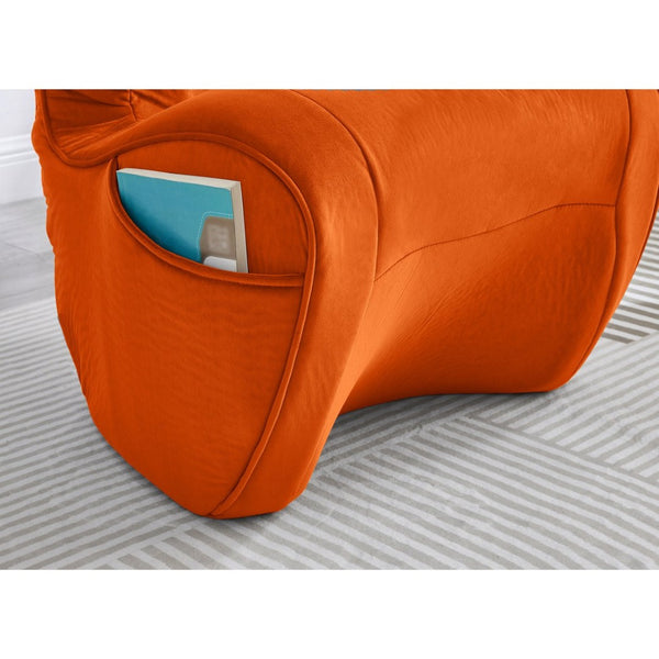 English Elm Ergonomic Floor Chair Velvet Upholstered Lumbar Support Seat for Reading Nook or Lounge Orange W1097P462004