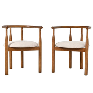 English Elm Modern Rubberwood Dining Chairs with Cushioned Seats Mid Century Style Set of 2 N762P388943W