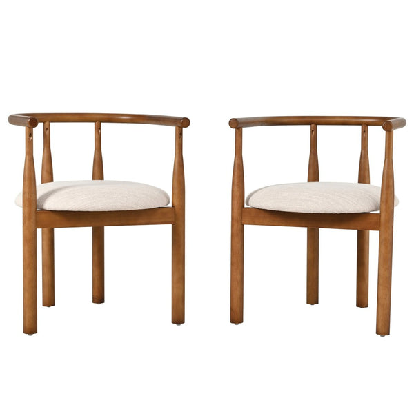 English Elm Modern Rubberwood Dining Chairs with Cushioned Seats Mid Century Style Set of 2 N762P388943W