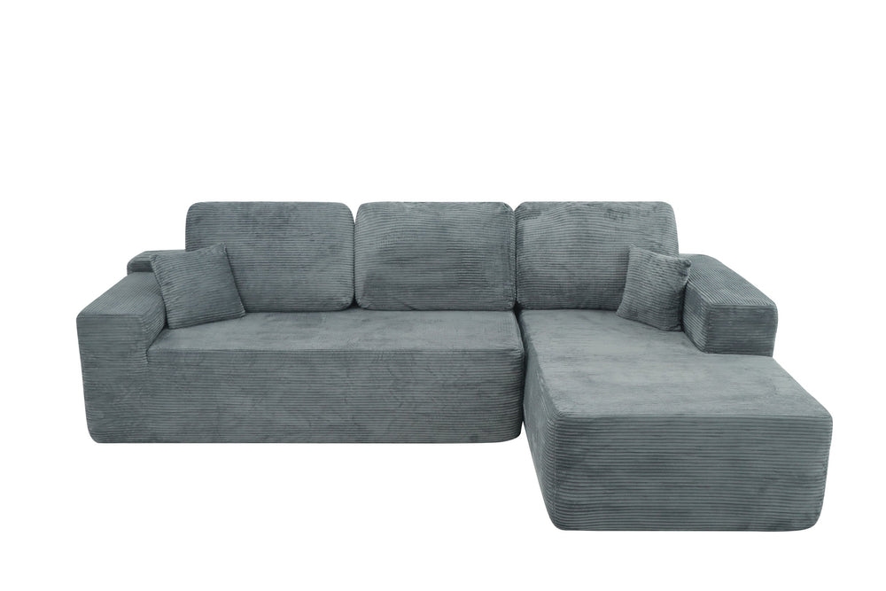 English Elm Cloud L-Shape Sectional Sofa - Plush Corduroy Couch With Deep Seats, No Assembly, Modern Living Room Comfort W3975S00012