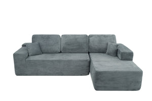 English Elm Cloud L-Shape Sectional Sofa - Plush Corduroy Couch With Deep Seats, No Assembly, Modern Living Room Comfort W3975S00012