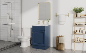 English Elm [video] 20 Inch Freestanding Bathroom Vanity with Ceramic Sink Soft Close Cabinet Blue N759P237946C