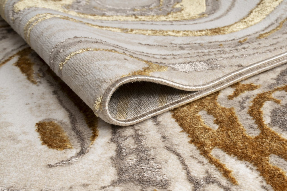 English Elm "Paz" Paz Luxury Area Rug - Elegant Beige & Gold Abstract Design For Modern Living Spaces, Durable & Chic B030P216141