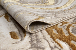 English Elm "Paz" Paz Luxury Area Rug - Elegant Beige & Gold Abstract Design For Modern Living Spaces, Durable & Chic B030P216141