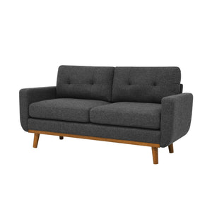 English Elm 67.7" Tufted Button Mid-century Loveseat with Splayed Wood Legs for Living Rooms B355P428571