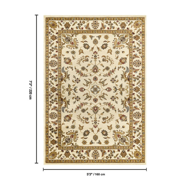 English Elm Classic Cream Traditional All-over Pattern Area Rug Low Pile Living Room Anchor B186P452250