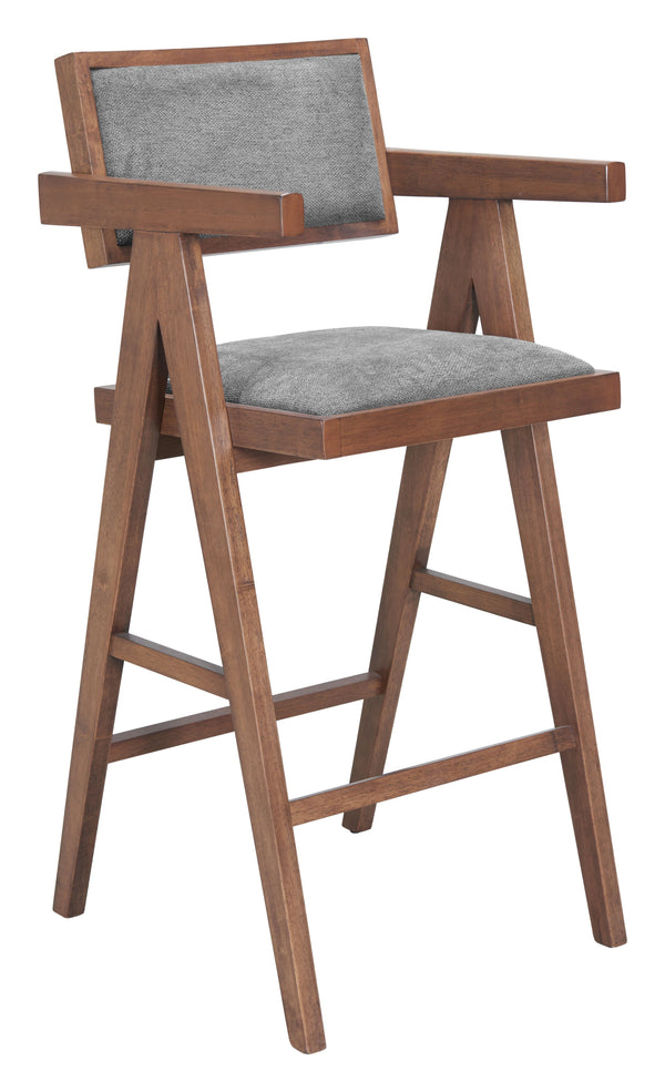 Zuo Modern Delhi Barstool Set Of 2 In Gray & Walnut - Stylish Modern Design For Chic Home Décor Solutions Gray 100% Polyester,Rubberwood 110494-zuo-modern