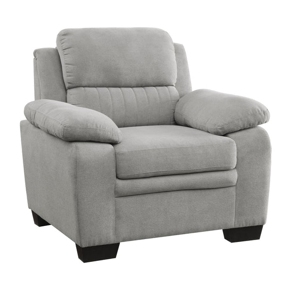 English Elm Modern Channel Tufted 3 Piece Living Room Set Pocket Coil Textured Fabric Sofa Suite Gray B011S01166