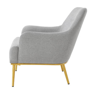 English Elm Modern Chenille Armchair with Curved Back Gold Legs Plush Accent Seat for Any Room Grey N763P360684E