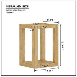 English Elm 14 Inch Two Tier Mdf End Table with Open Shelf for Bedroom or Living Room W2582P344515