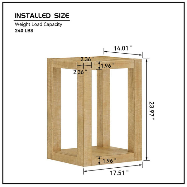 English Elm 14 Inch Two Tier Mdf End Table with Open Shelf for Bedroom or Living Room W2582P344515