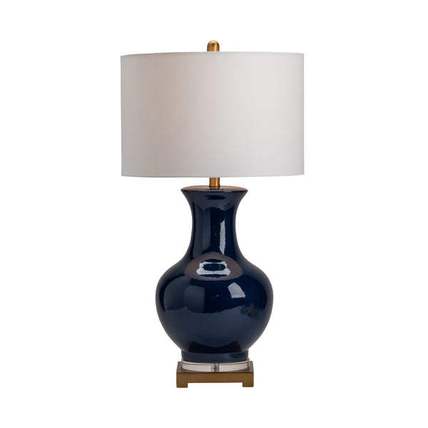 Crestview Collection 31.75" Hamilton Urn Table Lamp - Elegant Blue Ceramic With Brass Base & Crystal Accent, 3-way Socket   Cvap2573
