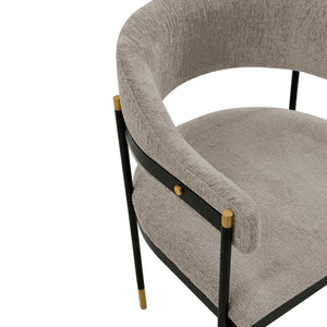 English Elm Lia Metal Chenille Armchair with Brushed Gold Accents, Floating Back Design, Luxurious Comfort Stone Gray B365P397705