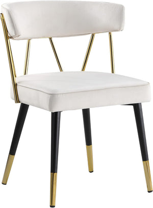 English Elm Glam Velvet Dining Chair Set of 2 with Gold Trim, Padded Foam Seat Upholstered Side Chairs for Home Decor Cream 35 L x 23 W x 20 H B011P353084
