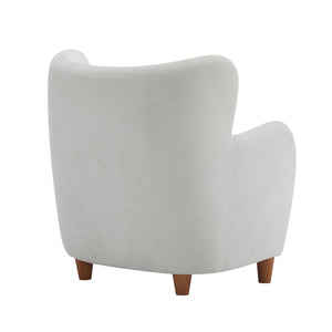 English Elm Christopher Knight Home® - Lucia Velvet Wingback Armchair with Pocket Spring Cushion, Mid-Century Birch Legs, Luxe Comfort White 31.5 L x 30.75 W x 30.5 H N776P205426W