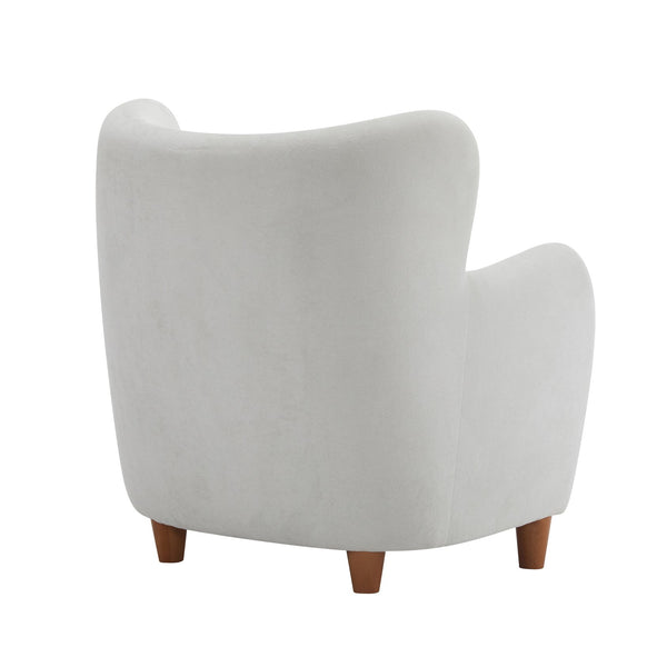 English Elm Christopher Knight Home® - Lucia Velvet Wingback Armchair with Pocket Spring Cushion, Mid-Century Birch Legs, Luxe Comfort White 31.5 L x 30.75 W x 30.5 H N776P205426W