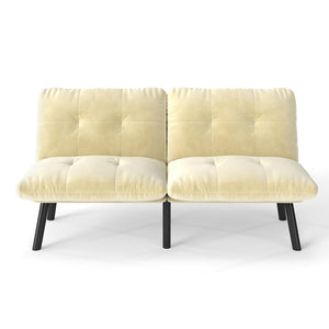 English Elm Cream Convertible Folding Modern sofa Bed — Velvet Upholstered 3-in-1 Sofa/Lounge/Bed, Ergonomic Tilt, 800lb Capacity W570P243379