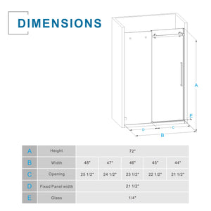 English Elm Goodyo 48" W X 72" H Modern Sliding Shower Door - Frameless Clear Glass, Easy-Clean Coating, Matte Black Hardware D163118741