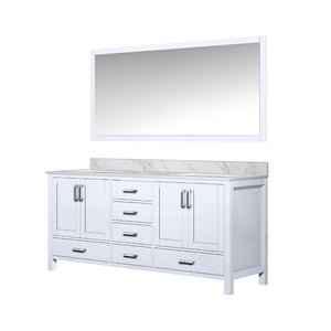 English Elm White Double Bath Vanity With Carrara Marble Top & Large Mirror - Elegant Storage Solution For Bathrooms B2731S00703-GIGA