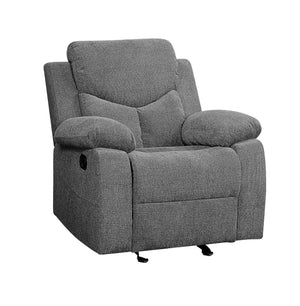 English Elm Kalen Gray Chenille Glider Recliner with Pocket Coil Support, Tufted Back, Pillow-Top Arms, Durable Frame B2726P253089