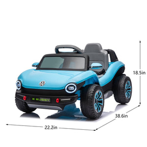 English Elm 12v Licensed Volkswagen Beetle Ride on Car with Remote Control and Suspension for Kids Blue W1578P418192