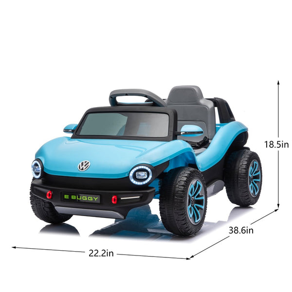 English Elm 12v Licensed Volkswagen Beetle Ride on Car with Remote Control and Suspension for Kids Blue W1578P418192