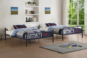 English Elm Bristol Gunmetal Full/Full Bunk Bed with Convertible Split Function, Metal Slat System & Guardrail B2726S00489