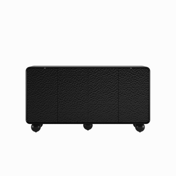 English Elm 59'' Sculptural Sideboard with Honeycomb Doors Sphere Legs and Generous Storage Space W2263P426699