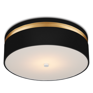 Serenity Black Flush Mount Light Fixture - Modern Design with Satin Black & Gold, Dimmable LED