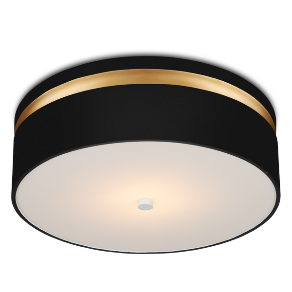 Serenity Black Flush Mount Light Fixture - Modern Design with Satin Black & Gold, Dimmable LED