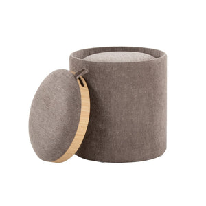 English Elm Tray Contemporary Nesting Ottoman Set – Versatile Brown Fabric & Natural Wood For Stylish Living Spaces B202P223747-GIGA