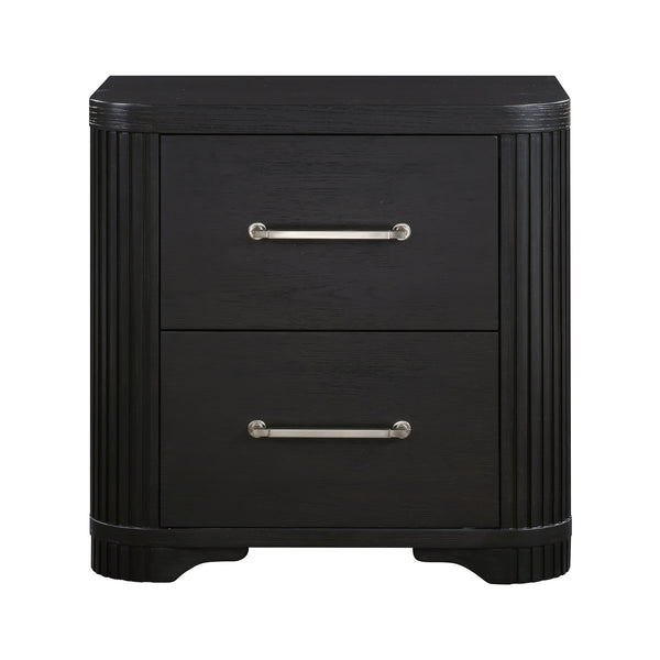 English Elm Modern Charcoal Nightstand - Gilbert Collection Oak Veneer, 2 Dovetail Drawers, Brass Pulls, 26"H Elegance B011P374530